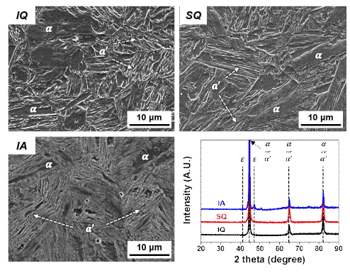 Fe-6.5Mn-0.08C (wt.%) 중망간강의 열처리에 따른 초기 미세조직에 대한 SEM 및 XRD 분석 결과