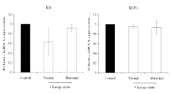 Comparison of expression of chemokines (interleukine 8, IL8; macrophage chemoattractant protein 1, MCP-1) by embryo quality in porcine oviductal epithelial cells