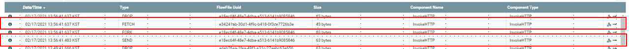 연동 이력 확인(SEND: 3세부->2세부, FETCH: 2세부 리턴값-identifier)