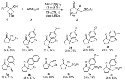 Photocatalytic synthesis of sulfonated cyclopentanones