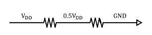 Binary to Ternary Converter의 세 가지의 Reference 전압 Level 구현을 위한 저항 기반 회로 schematic