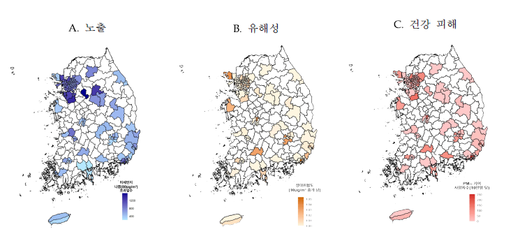 미세먼지 단기 노출에 대한 심혈관계질환 상병 위험도 지도