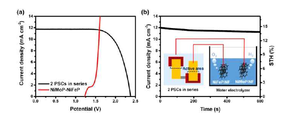 NiMoP-NiFeP와 perovskite 태양전지를 이용한 수소 생산