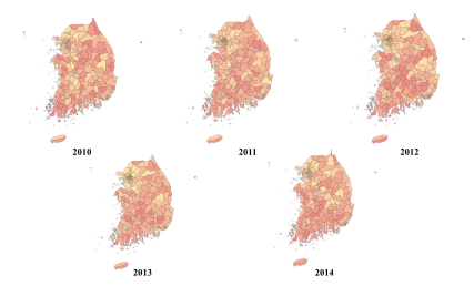 지역별 의료 지속성의 변화(2010-2014)