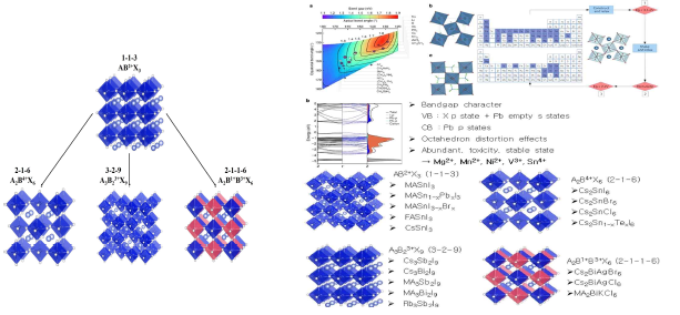 A, B, X site 대체를 위한 다양한 페로브스카이트 구조들과 계산 예