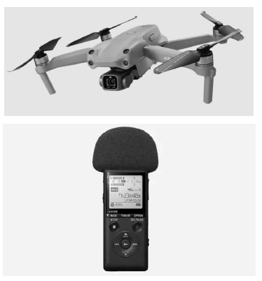 Photos of the drone and the sound recorder