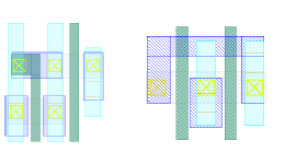 2T oxide rupture PUF cell layout (좌)NMOS (우)PMOS