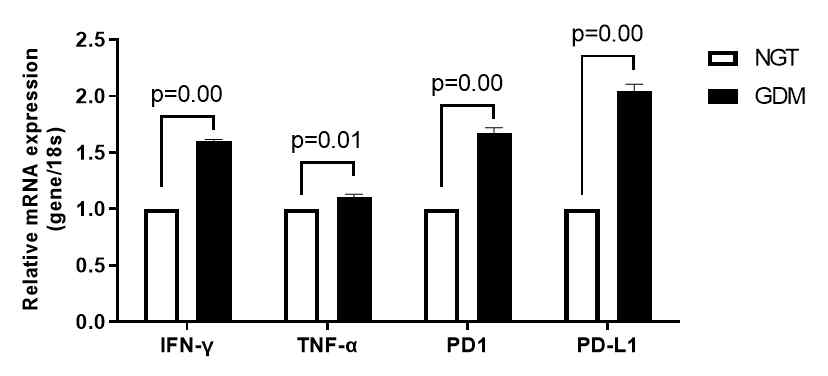 정상산모와 임신성 당뇨병환자 태반 cytokines