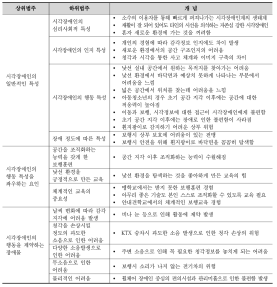 시각 장애 전문가 FGI를 통해 도출한 시각장애인의 특성