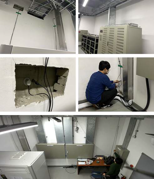 음향방출 및 진동 모니터링 시스템이 설치된 시흥시 도시정보통합센터의 현장 사진