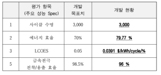 1차년도 개발 목표 달성 현황 요약