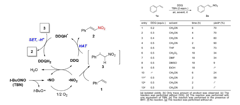 DDQ 촉매 반응을 이용한 니트로화 반응 메커니즘과 반응 조건 최적화