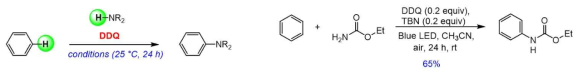 C-N 결합 형성 반응 개요 및 ethyl carbamate를 이용한 광산화 촉매 반응