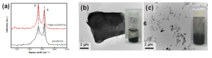 (a) Raman spectra (b) TEM images of rGO (c) TEM image of PDbS-rGO. (b) (c)