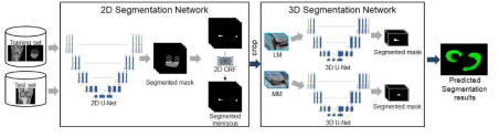 무릎 MR 영상에서 계단식 Deep Convolutional 신경망 네트워크와 2차원 조건부 랜덤 필드를 통한 반월상 연골 자동 분할