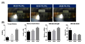 생분해성 폴리머 PCL과 PU의 복합비에 따른 기계적 물성 분석