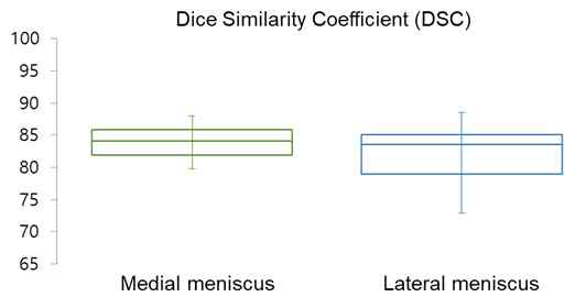 다이스 유사 계수를 이용한 반월상 연골의 정량적 분석 결과
