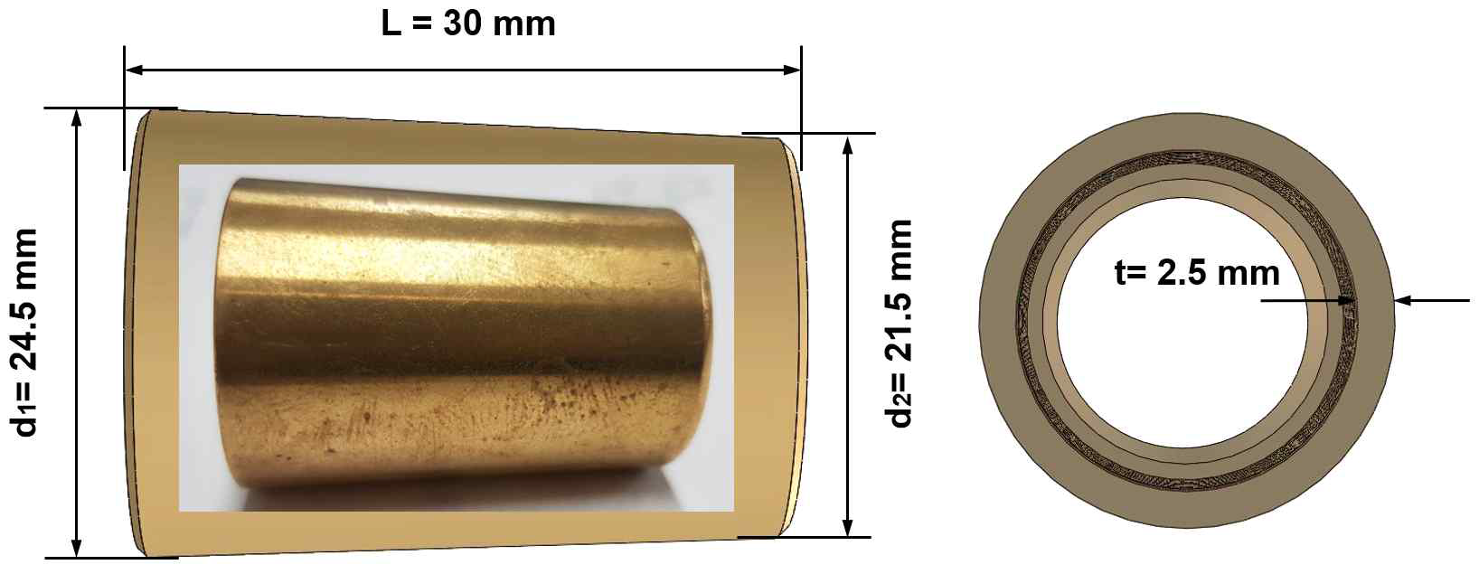 Brass cone pipe workpiece side view