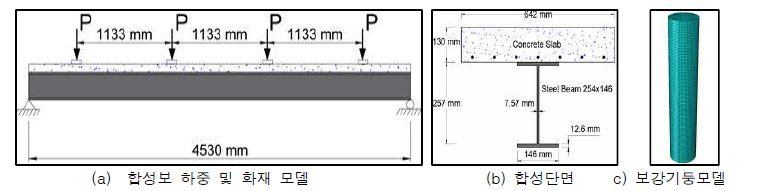 강합성보 및 강재보강 부재의 해석연구 대표단면 및 해석모델