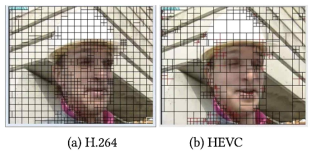H.264와 HEVC에서의 예측 블록 분할 비교
