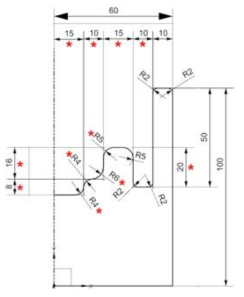 Cross-section of the forging die for the axis-symmetric piston shape