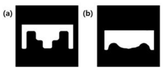 (a) Piston shape for the test of the artificial intelligence model and (b) predicted preform shape