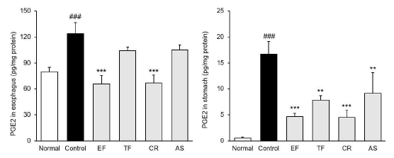 식도조직 및 위 조직 내 PGE2 함량 측정