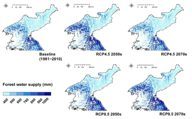 RCP 4.5 및 8.5 시나리오에 따른 북한 산림의 물 공급기능 변화