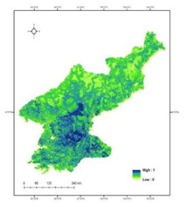 북한 산림생태계 보전을 위한 우선지역 도출 결과