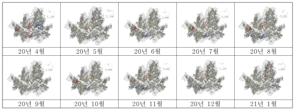 Hot spot 분석을 활용한 월별 대기오염분포 지표모델 작성 (2020년 4월~2021년 1월)