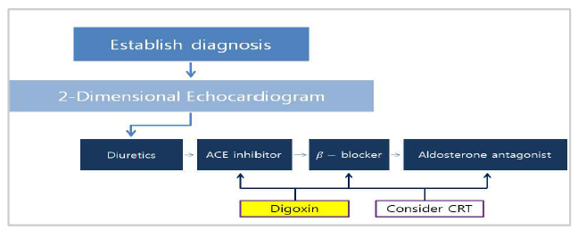 심부전 약물 치료 순서도