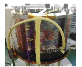 제작한 고온초전도 Solenoid 자석 사진. 총 15개의 DP로 구성되었으며 총 2개의 DIW DP를 포함