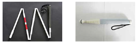 접이식 흰 지팡이와 안테나식 흰 지팡이