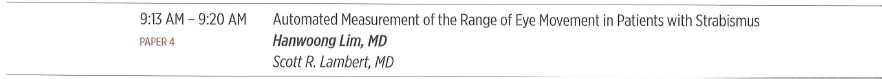 사시 환자에서의 안구 운동 범위 자동 측정에 대한 학회발표
