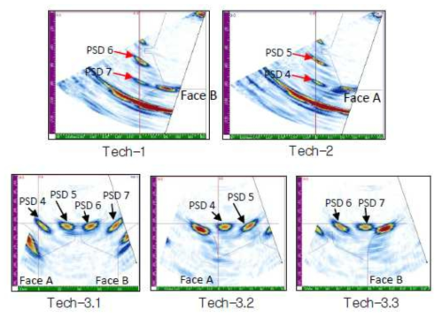 “K”자형(80T) 용접부 인공결함 초음파 검사 결과