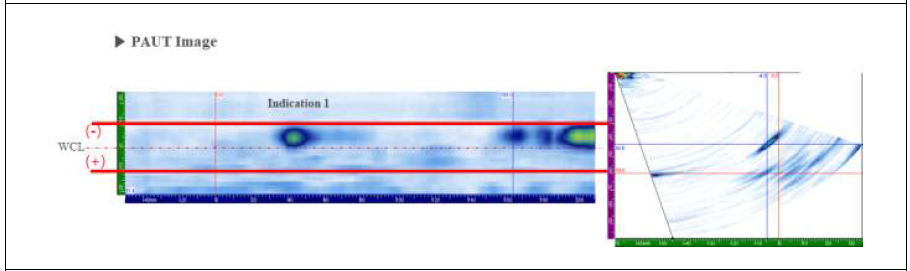 Section S-1 (0~165mm) 구간에 대한 PAUT 검증 결과