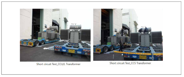 CCU/L-1, CCS-1 변압기 단락시험 현장(KERI) 모습