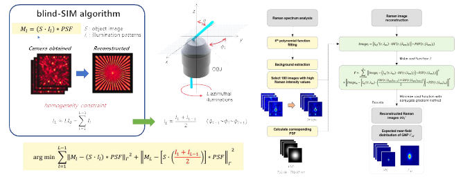 랜덤한 분포의 표면 플라스몬 국소화 기반 초고해상도 형광 및 라만 분광 이미징을 위한 후처리 순서도