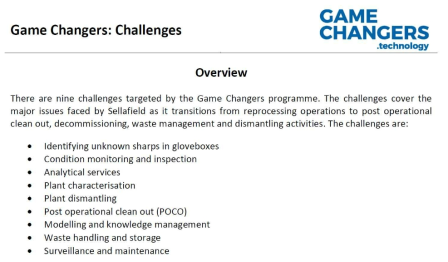 영국 Game Changers 프로그램에서 제시된 해체기술 도전 분야