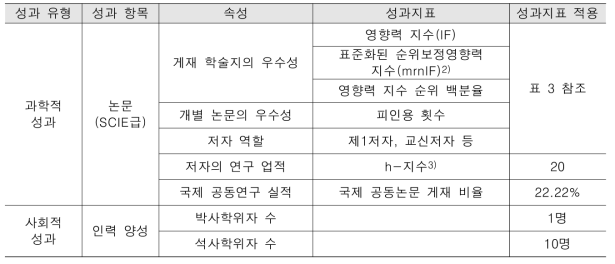 성과지표 항목