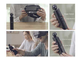 POL 360. 편광판을 거친 적외선 LED 빛과 컨트롤러 위에 있는 position tracker를 통해 사용자가 VR 환경 내에서 컨트롤러의 위치를 파악 가능하게 함