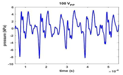100 Vpp가 인가되었을 때 측정된 음향 압력