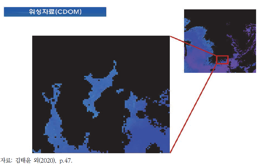 2017년 5월 한 시점의 용존유기물질(CDOM) 위성자료