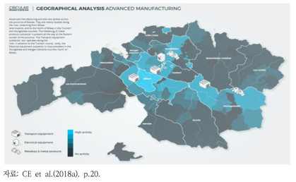 빌바오 & 비스카야 제조 분야 지리적 분석