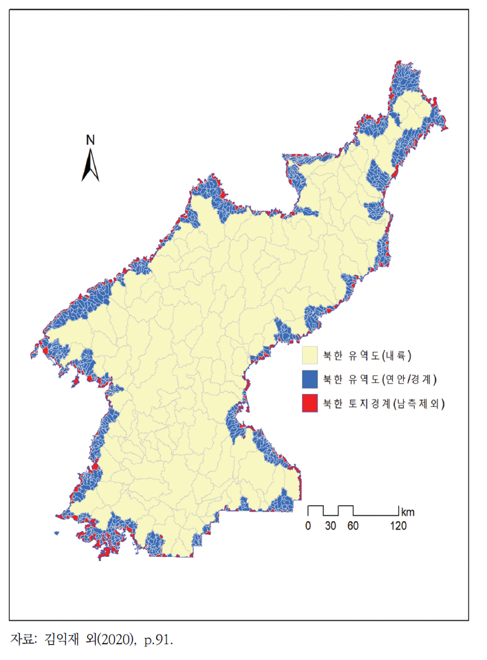 북한 전역의 유역도