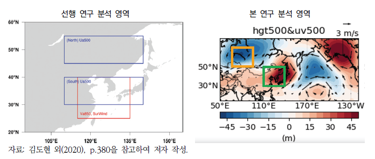 서울 PM2.5 농도와 관련된 기상 변수 추출 영역