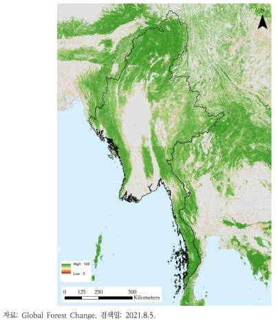 미얀마 산림 피복비율