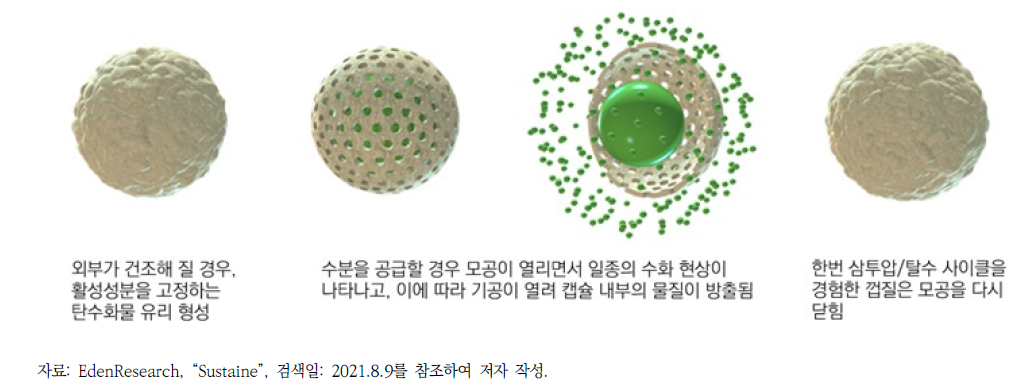 Eden의 Sustaine® 기술에 의한 방출 제어 코팅제 개발 사례 및 기술 개요