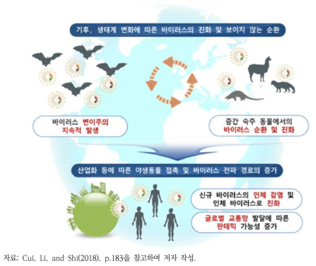 새로운 바이러스의 출현과 팬데믹 위험성의 증가