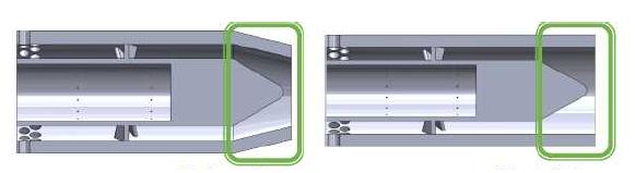 Air guide : Reduce type(좌), Straight type(우)